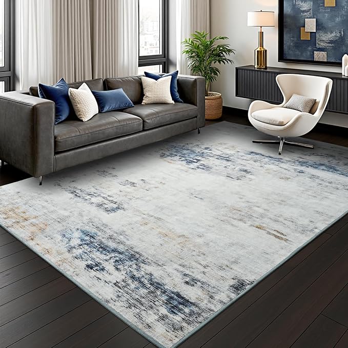 Toneed Abstract Area Rug 6x9 Modern Washable Rug Soft Non Slip Rug Low Pile by Toneed