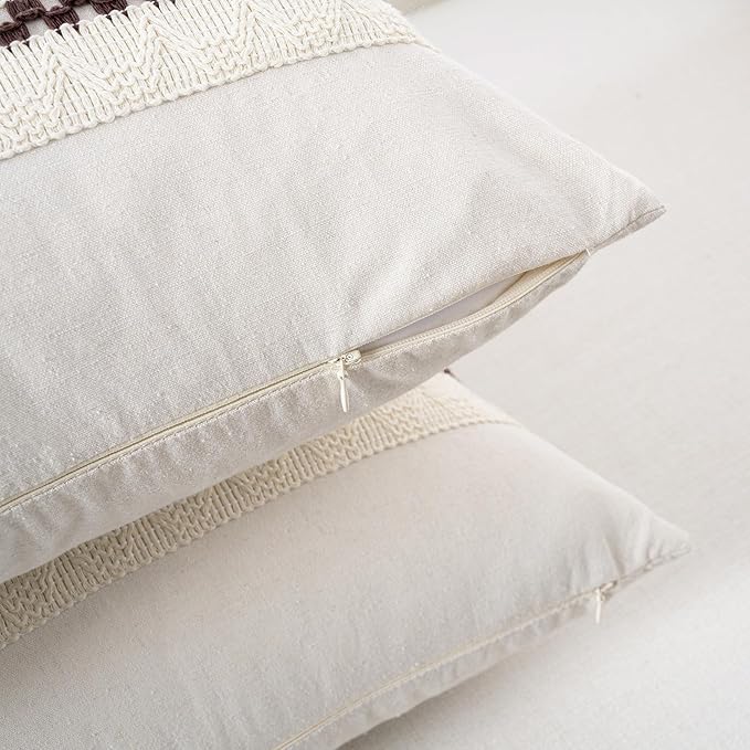 Fancy Homi Set of 1 Boho Brown Euro Decorative Throw Pillow Cover 26x26 Inch - Image 3