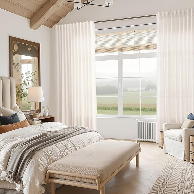 Ivory White Curtains 96 Inches Long 2 Panels - Image 7