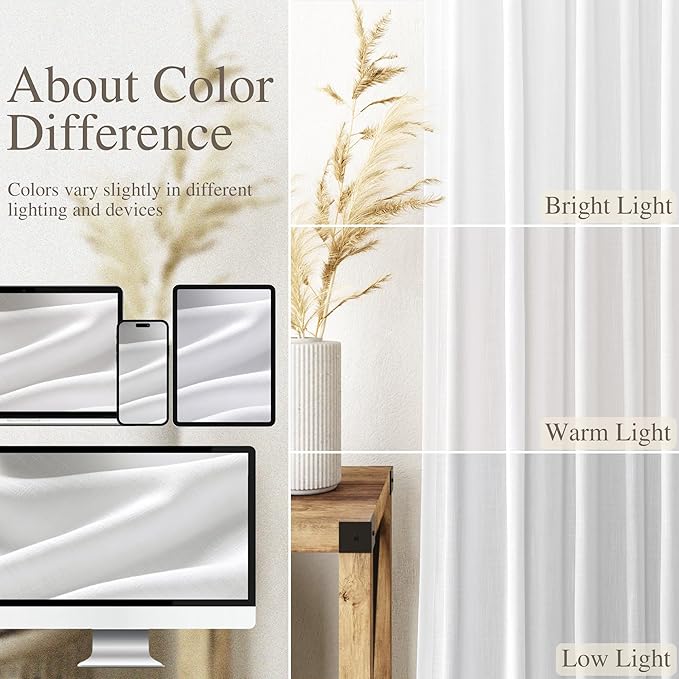 White Linen Curtains38x84 inches Long - Image 4
