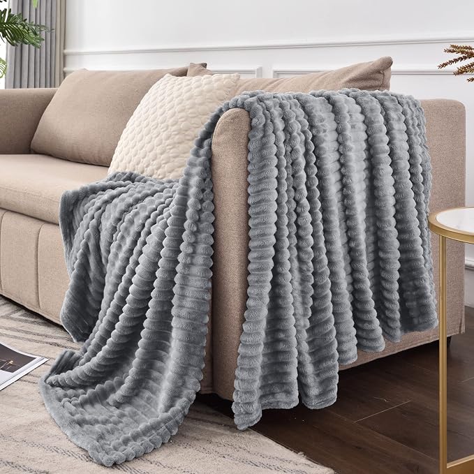 BEDELITE Fleece Blanket Twin Size – 3D Ribbed Jacquard Soft and Warm Decorative - Image 9