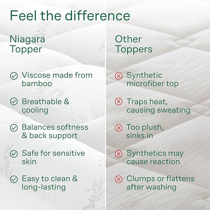 Ultra Soft Full Size Mattress Topper - Viscose Made from Bamboo Pillow Top Mattress Pad for Back Pain Relief - Naturally Cooling for Hot Sleepers, White
