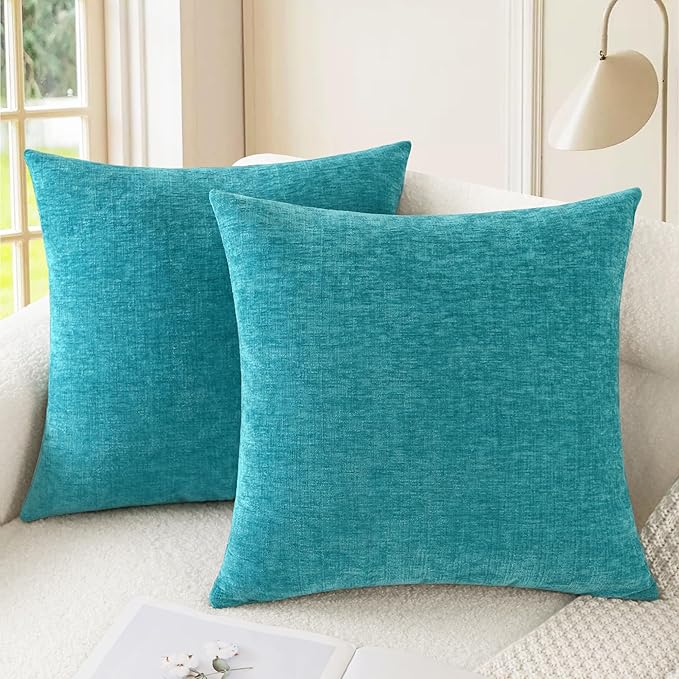 CaliTime Throw Pillow Covers Decorative 22 X 22 Inches Pack of 2 Cozy Chenille by CaliTime