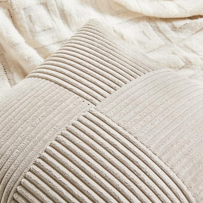 Fancy Homi 2 Packs Neutral Taupe Lumbar Decorative Throw Pillow Covers 16x32 - Image 4
