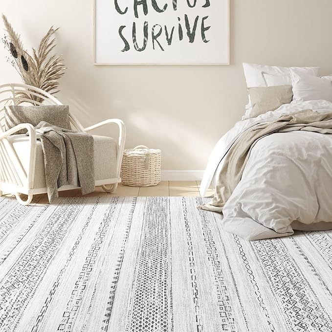 Nakagishi 10x12 Area Rug Living Room: Washable Boho Large Neutral Modern Soft - Image 6