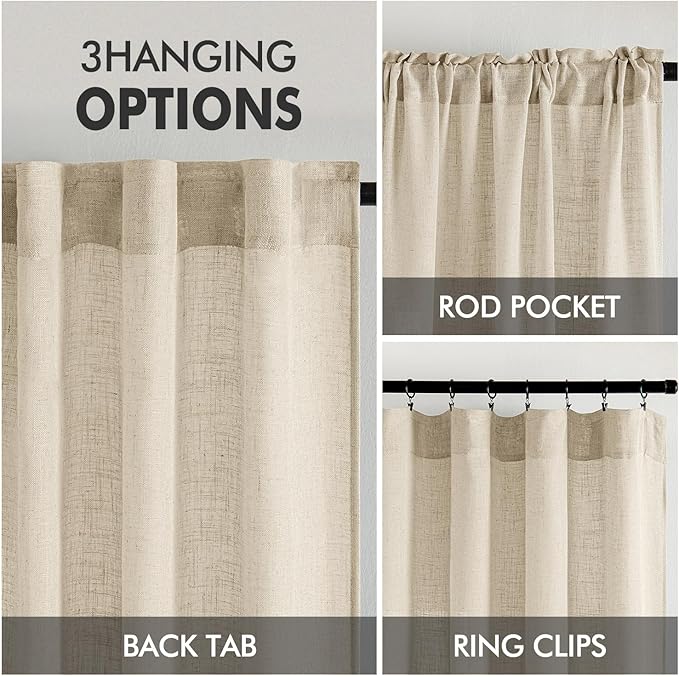 MIULEE Linen Curtains 72 Inch Length 2 Panels - Image 3