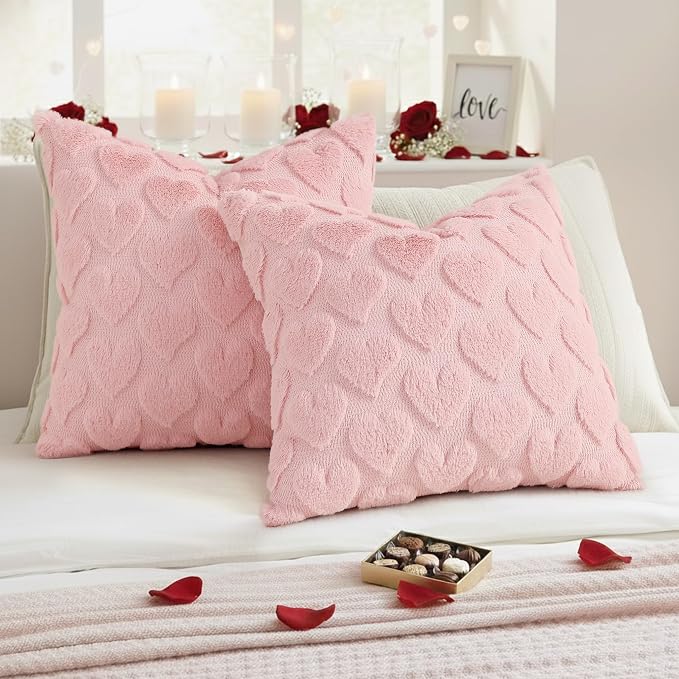 decorUhome Valentine’s Day Soft Plush Throw Pillow Covers 16x16 Inch Set of 2 - Image 3