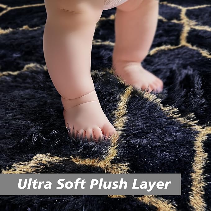 Shag Area Rug for Bedroom 4x6, Fluffy Area Rugs for Living Room, Geometric Soft - Image 2