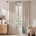 RYB HOME 100% Blackout Linen Textured Curtains 96 inches Long, Thermal by RYBHOME