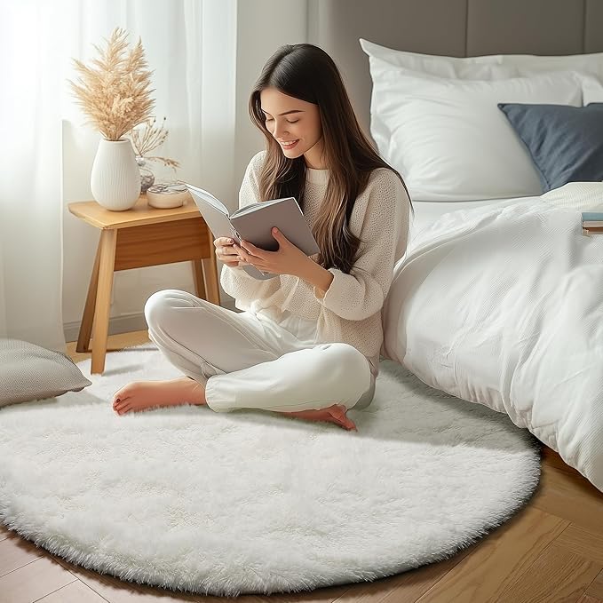 ONASAR Cream White Round Rugs 8ft - Image 5