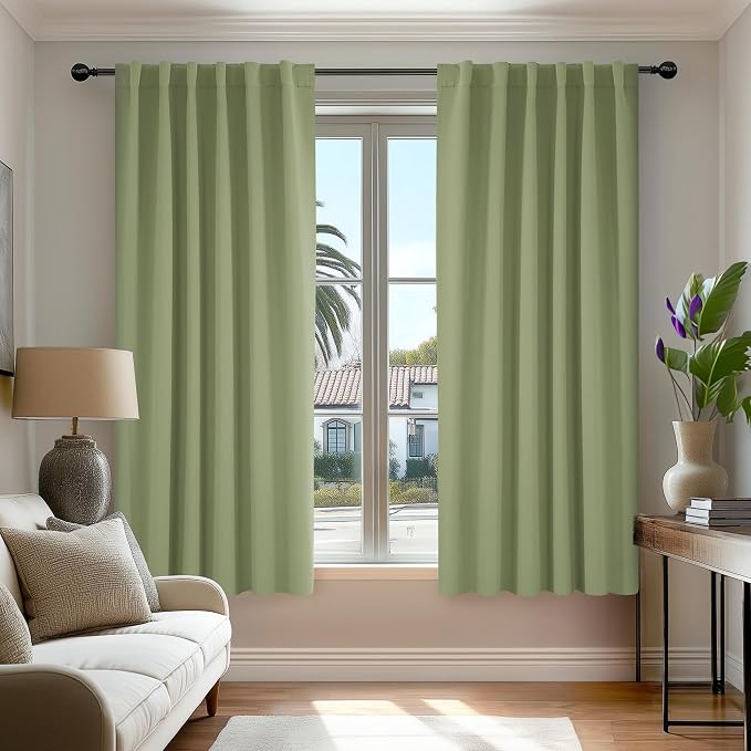 Deconovo Blackout Curtains, Thermal Insulated, W52 x L45 2 Panels, Back Tab by Deconovo