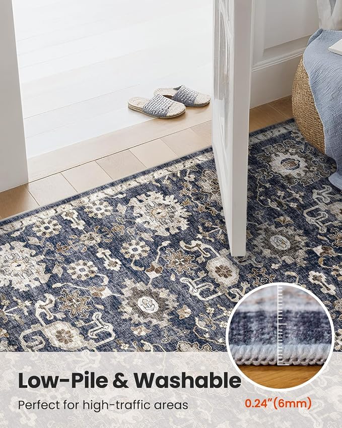 AMADA HOMEFURNISHING 2x4 Washable Area Rug, Low-Profile Entryway Rug - Image 8