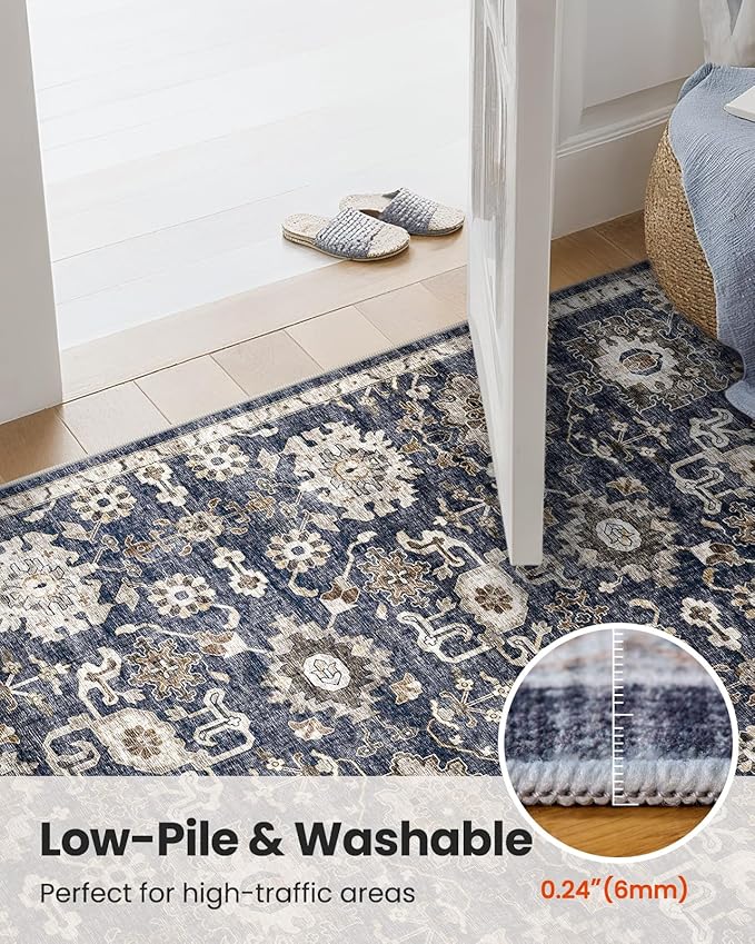 AMADA HOMEFURNISHING 2'6"x8' Washable Area Rug, Low-Profile Entryway Rug - Image 8