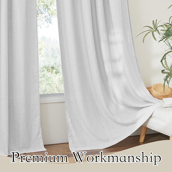 RYB HOME Linen Sheer Curtains for Living Room Textured Semi Sheer Curtains - Image 5
