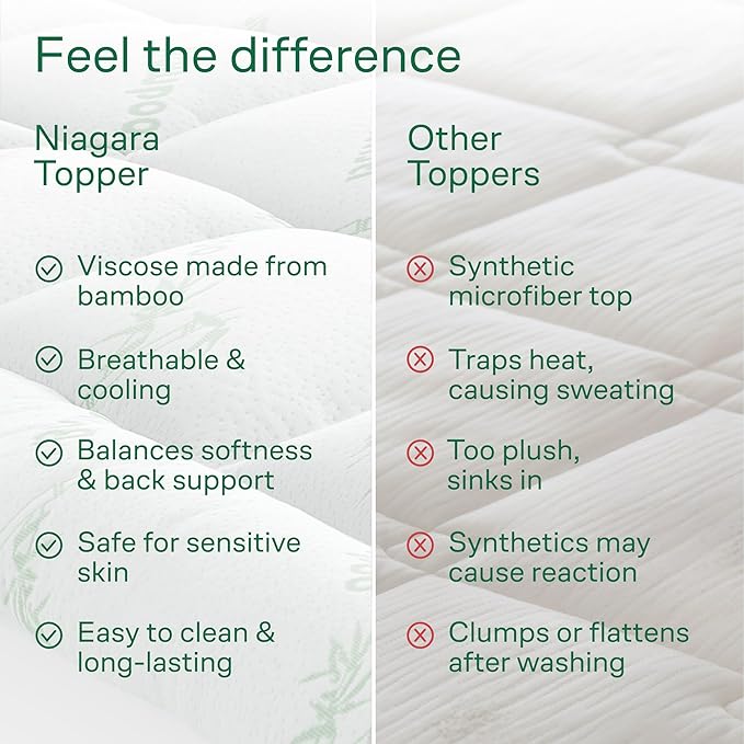 Ultra Soft Twin XL Size Mattress Topper - Viscose Made from Bamboo Pillow Top Mattress Pad for Back Pain Relief - Naturally Cooling for Hot Sleepers, Green