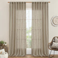 LAMIT Taupe Sheer Linen Curtains, 102 inch Light Filtering Semi Sheer Panels by LAMIT