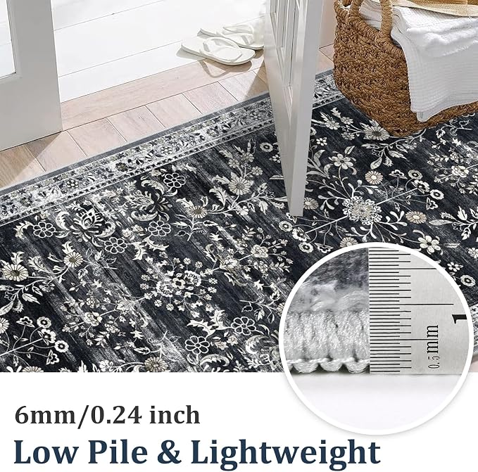 Yamaziot Washable Runner Rug 2x12 – Non Slip Boho Floral Hallway Runner Rug - Image 3