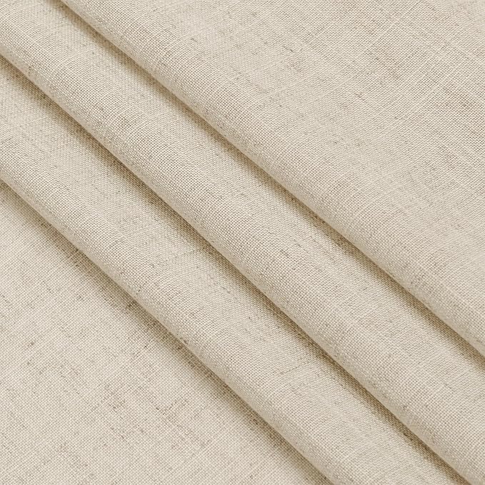 Nanspring Beige Semi Sheer Linen Curtains 72 inch Length - Image 6
