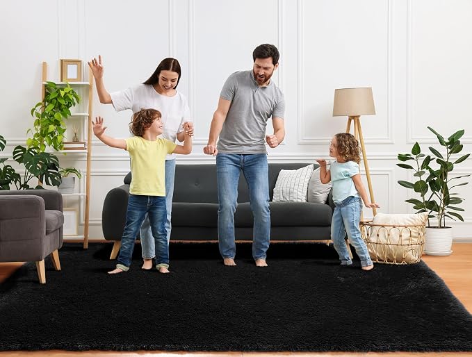 ONASAR Black 6x9 Area Rugs for Living Room Bedroom, Large Fluffy Soft Plush - Image 8