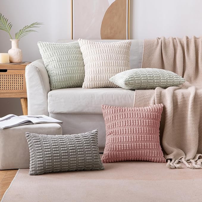 MIULEE Pack of 2 Corduroy Decorative Lumbar Throw Pillow Covers 20x12 Inch Soft - Image 3