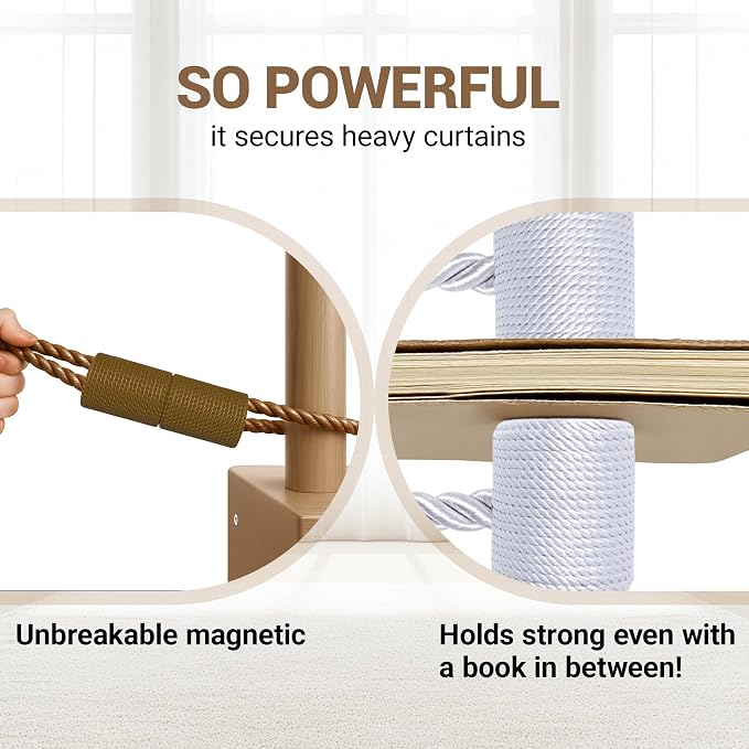 Hion Magnetic Curtain Tiebacks Dark Brown 6 Pack, Curtain Tiebacks Buckles - Image 5