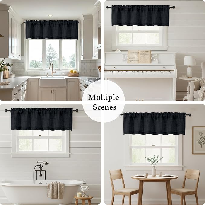 OWENIE Black Valances for Windows 1 Pcs 24 Inch Length, Light Filtering - Image 7