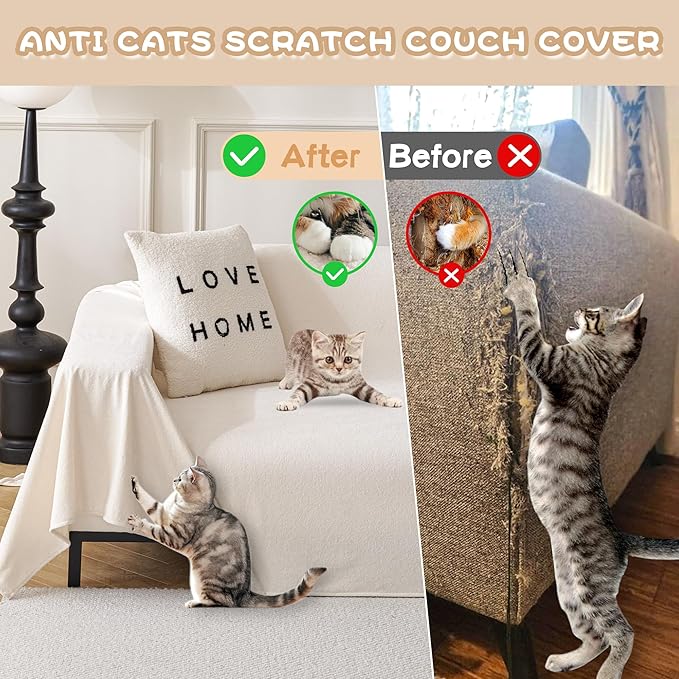 MYSKY HOME White Armchair Couch Cover for Sofa, Couch Covers for Dogs Washable, Couch Cover Blanket Modern Sofa Slipcovers, Super Soft Sofa Furniture Cover for Reclining Couch, 71" x 91"
