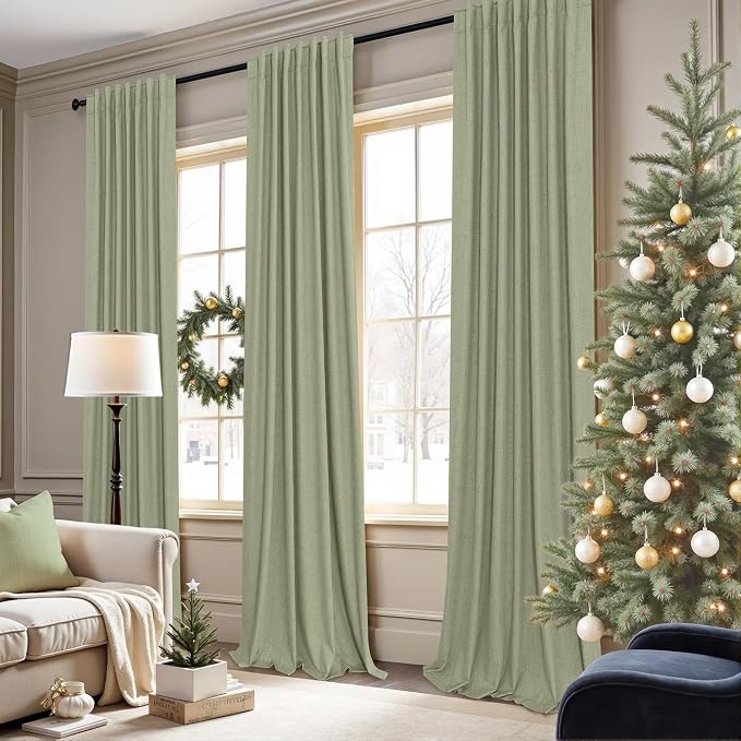 Light Sage Blackout Curtains for Bedroom Aesthetic 54 Inch Long 2 Panel Thermal - Image 2