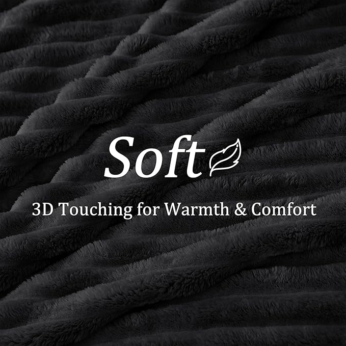 BEDELITE Full Size Blanket for Bed, 300GSM Soft & Warm Fleece Black Blanket - Image 4