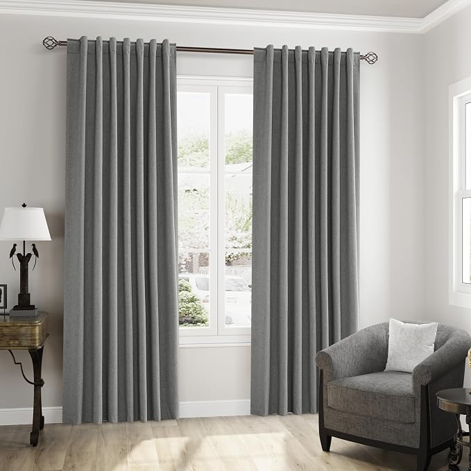 Guken 100% Blackout Linen Curtains 84 Inch Length 2 Panels Set - Image 8