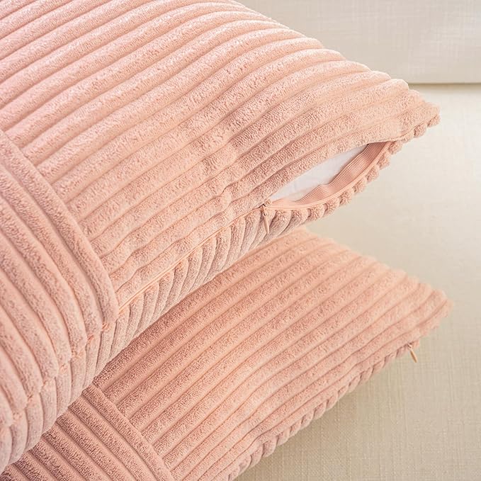 Fancy Homi 2 Packs Peach Decorative Throw Pillow Covers 16x16 Inch - Image 4