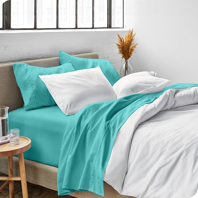 Bare Home Split King Sheet Set - 1800 Ultra-Soft Microfiber Bed Sheets - Double Brushed - Deep Pockets - Easy Fit - 5 Piece Set - Bed Sheets & Pillowcases (Split King, Turquoise)