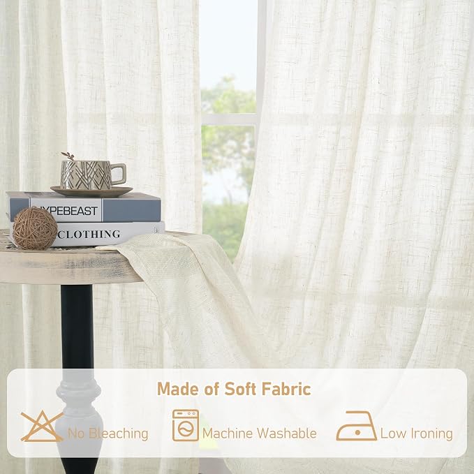 LAMIT Light Filtering Linen Curtains 54 inches Long - Image 8