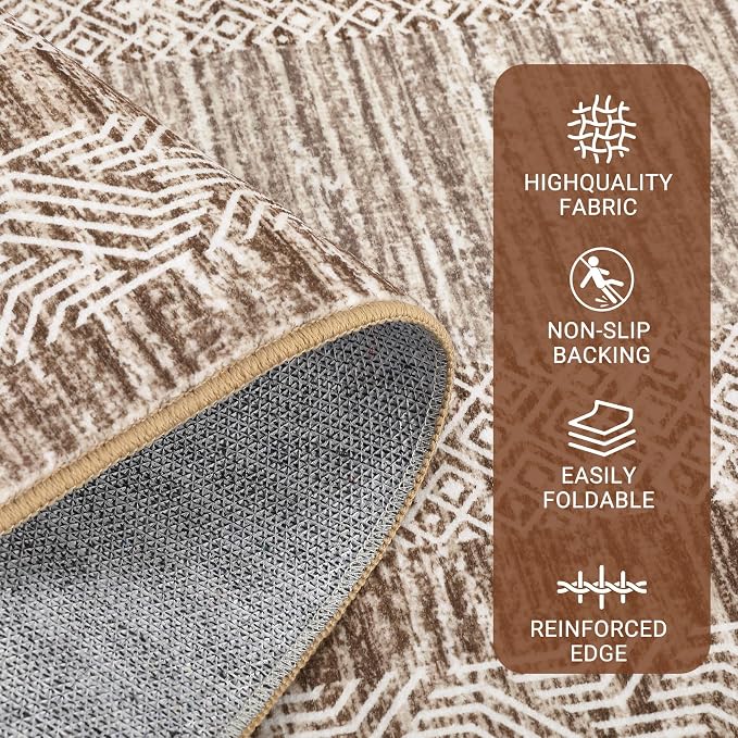 GarveeHome 2.5x8 Modern Bordered Runner Rug Soft Non Slip Washable Floor Carpet - Image 3