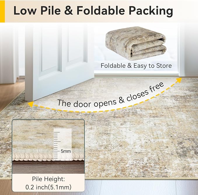 Washable Area Rugs 7'x9' Non-Slip Modern Abstract Soft - Image 6