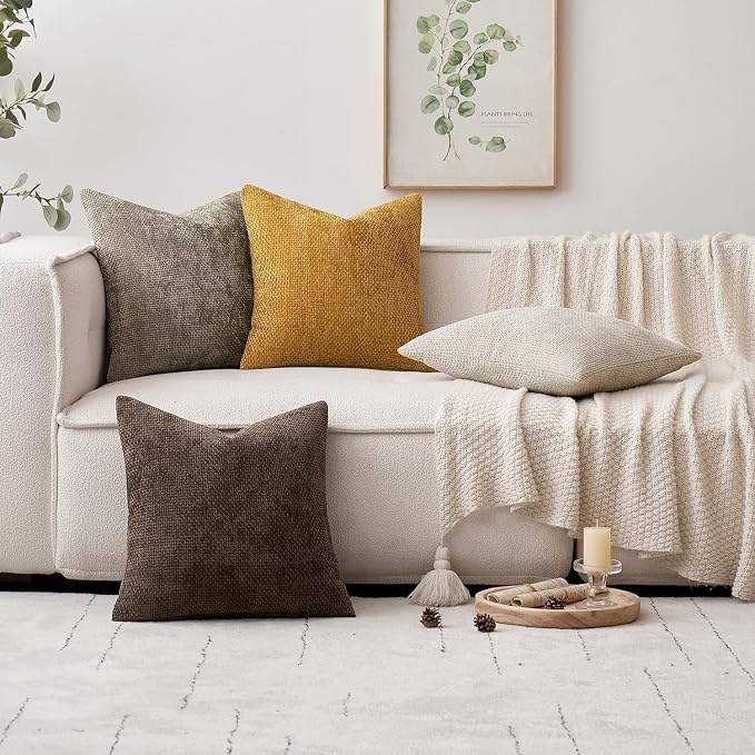 MIULEE Pack of 2 Couch Throw Pillow Covers 16x16 Inch Neutral Dark Brown Boho - Image 2