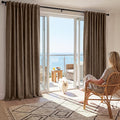 RYB HOME 100% Blackout Linen Textured Curtains 96 inches Long, Thermal by RYBHOME