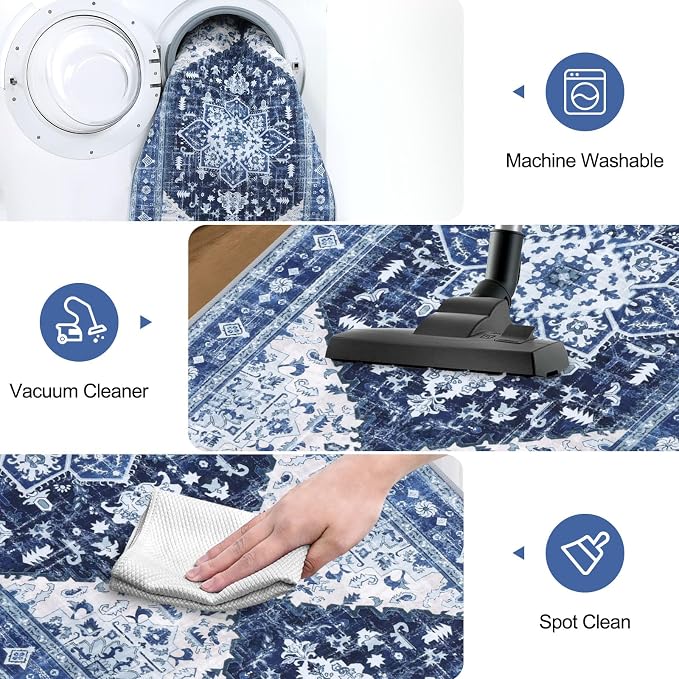 Yamaziot Washable Runner Rug, 2x10 Non-Slip Boho Vintage Hallway Rug Runner - Image 5