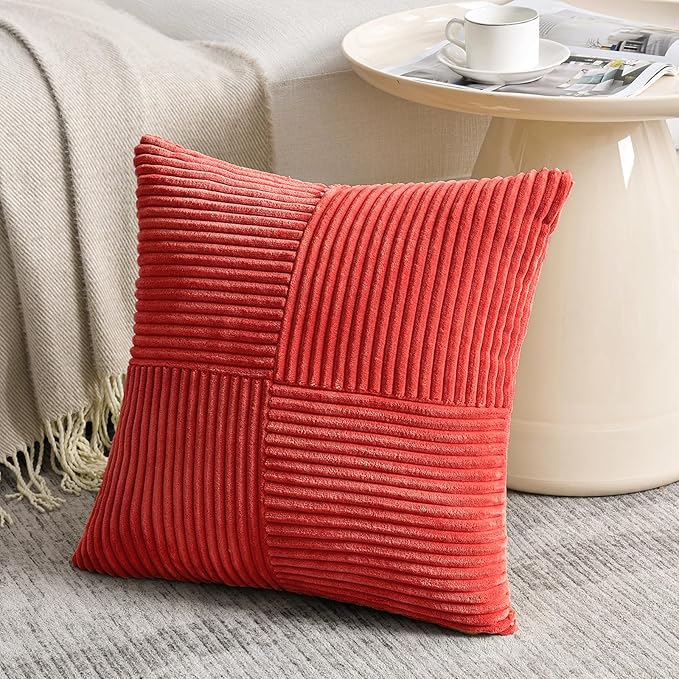 Fancy Homi 2 Packs Red Euro Decorative Throw Pillow Covers 26x26 Inch - Image 2