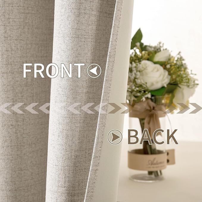 MIULEE 100% Blackout Linen Textured Curtains - Image 6