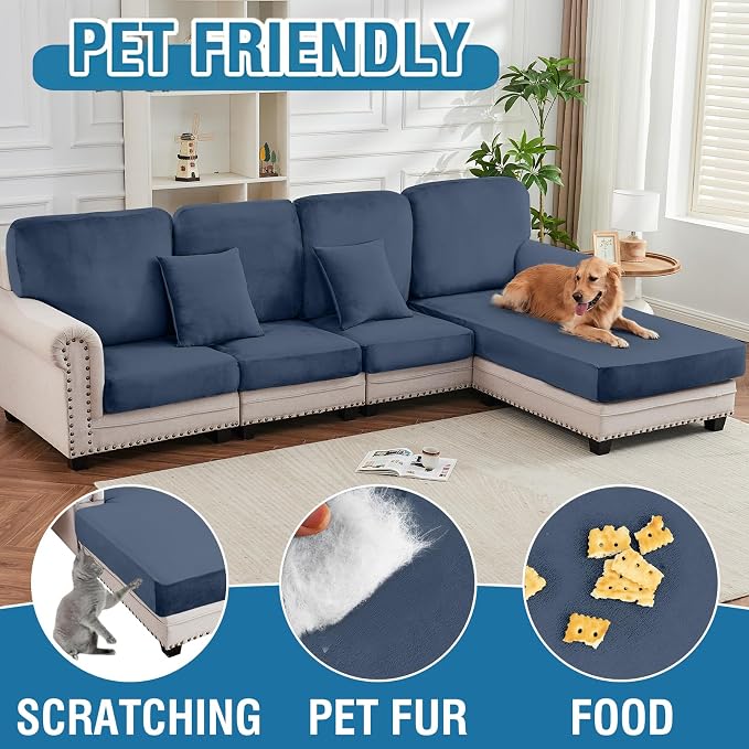 Couch Cover Stretch Velvet Sofa Cushion Cover 2-Piece - Image 5