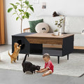 GAOMON Black Coffee Table 45'' Cat Living Room Tables with Storage Drawer, Wooden Rustic Coffee Table with Cat House, Multifunctional Hidden Kitty Litter Box Furniture