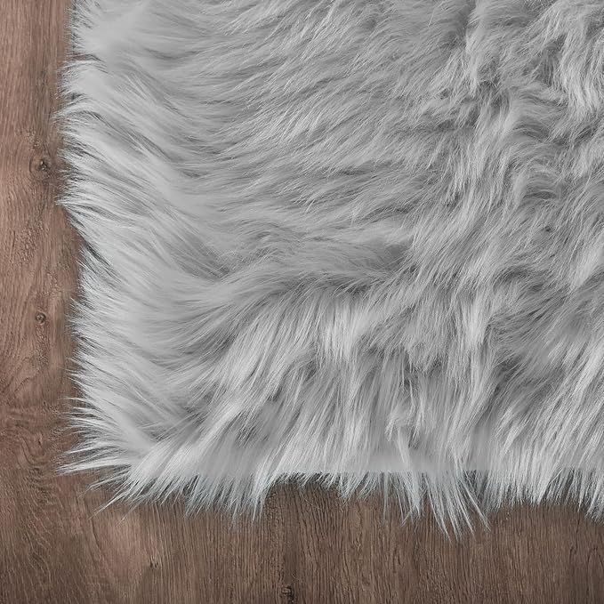 Latepis Grey Rugs for Bedroom Area 4x6 Gray Faux Sheepskin Fur Rug Fluffy - Image 5