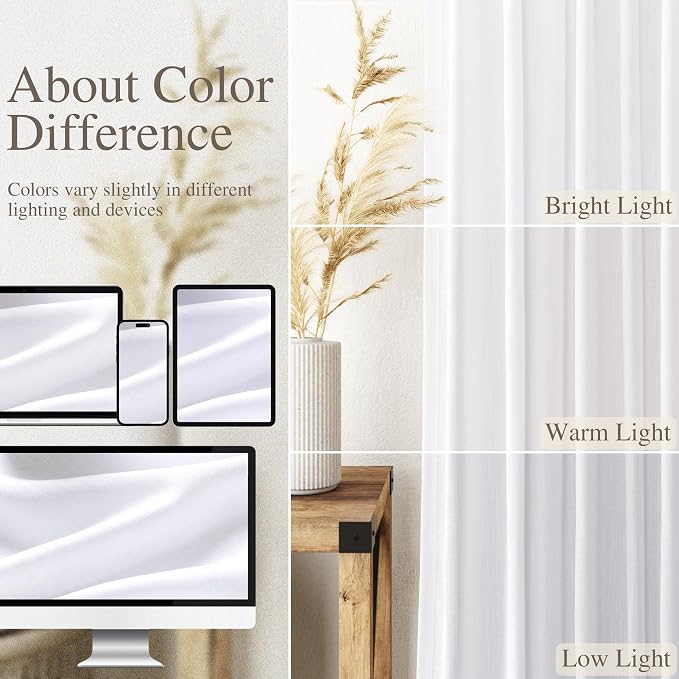 Snow White Linen Curtains 102 Inches Long - Image 3