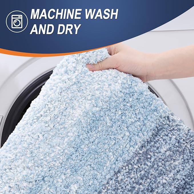 OLANLY Bathroom Rugs Mat 44x32, Extra Soft Absorbent Microfiber Bath Rugs, Rubber Backing, Quick Dry, Machine Washable Bath Mats for Bathroom Floor, Tub and Shower, Home Decor Accessories, Blue