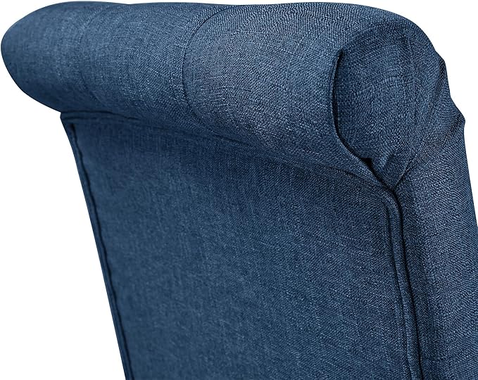 Yaheetech Dining Chairs Set of 6 Fabric Upholstered Dining Room Chairs with Button Tufted High Back and Solid Wood Legs for Kitchen/Living Room/Restaurant, Modern Style, Blue