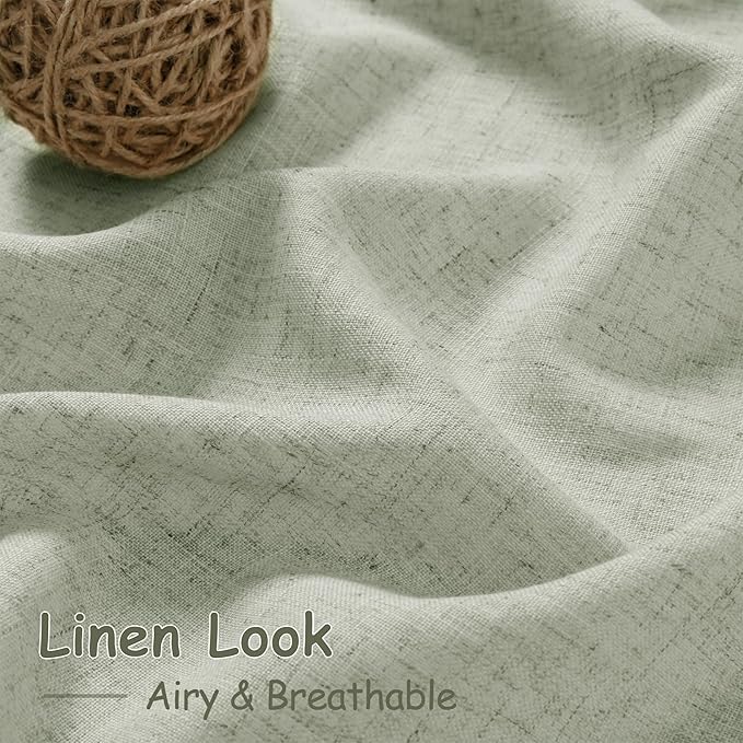 Nanspring Sage Green Curtains 84 Inch Length 2 Panels Back Tab Rod Pocket Light - Image 4