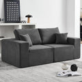 INGEROOM 79" Cloud Couch, Loveseat Sofa with Deep Seat, Modern Plush Corduroy Small Couch for Living Room Bedroom（Dark Gray）