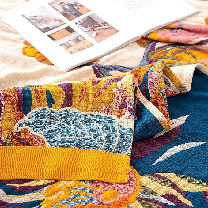 MSGKV Boho Throw Blanket King Size 108" x90'' Cotton Blanket - Image 9
