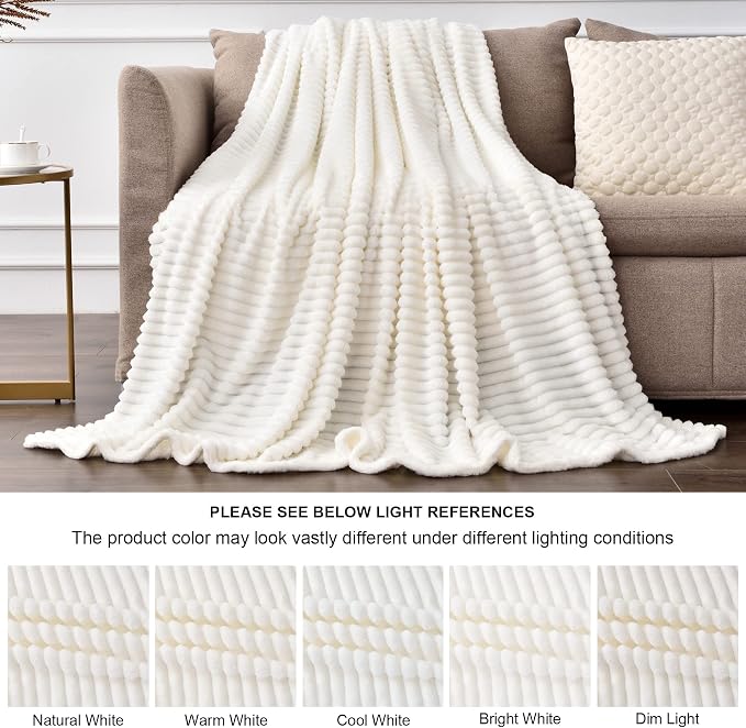 BEDELITE Fleece Throw Blanket for Couch – 3D Ribbed Jacquard Soft and Warm - Image 4
